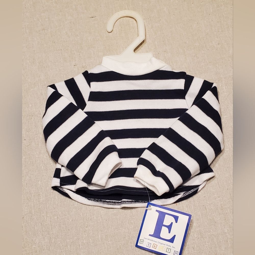 Vintage Lee Middleton Reborn Striped Black and White Baby Doll Top